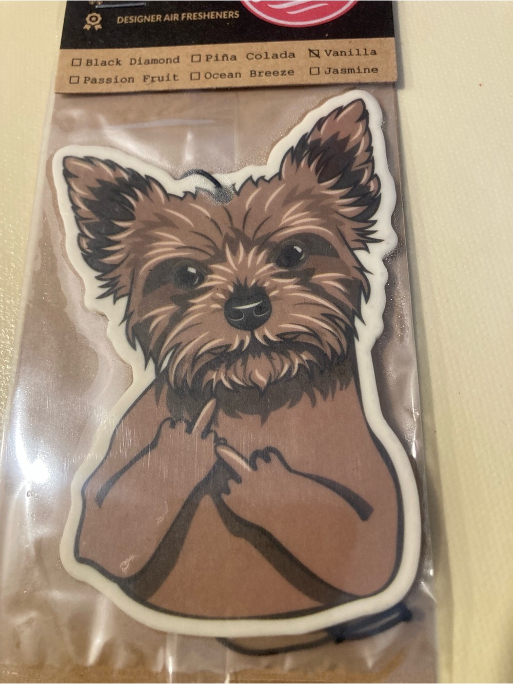 Brown Yorkie Dog Scented Air Freshener - Picture 2 of 3